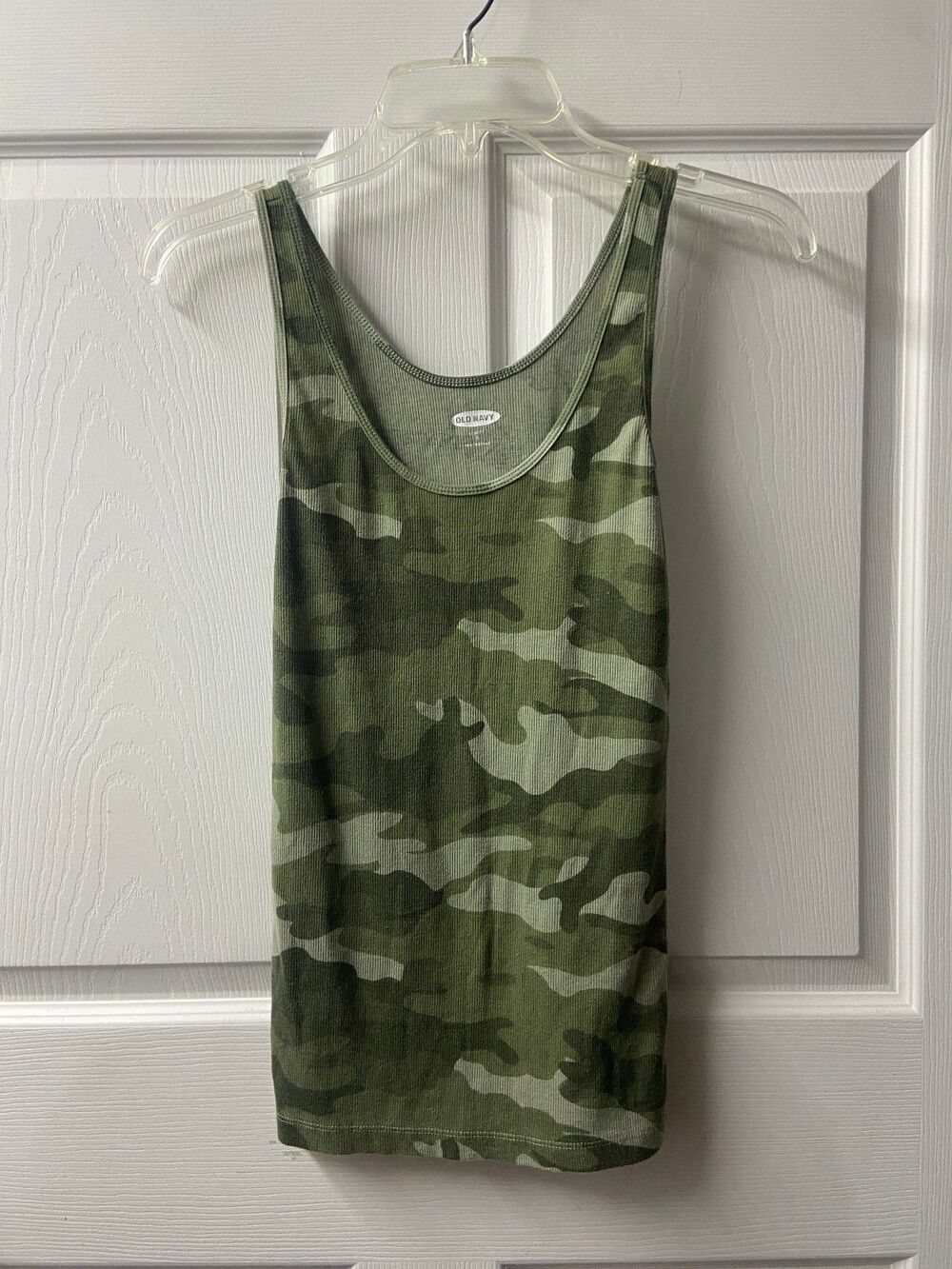 Old Navy Tank Top Womens Small Green Camoflauge Knit Sleeveless